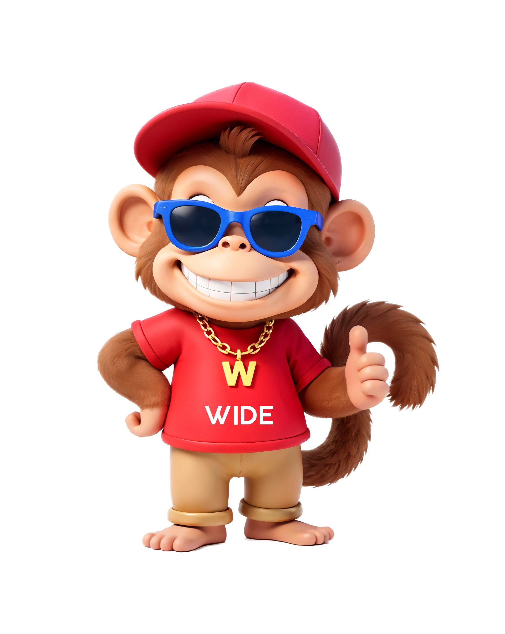 Mascota de Wide con una sonrisa y el pulgar arriba