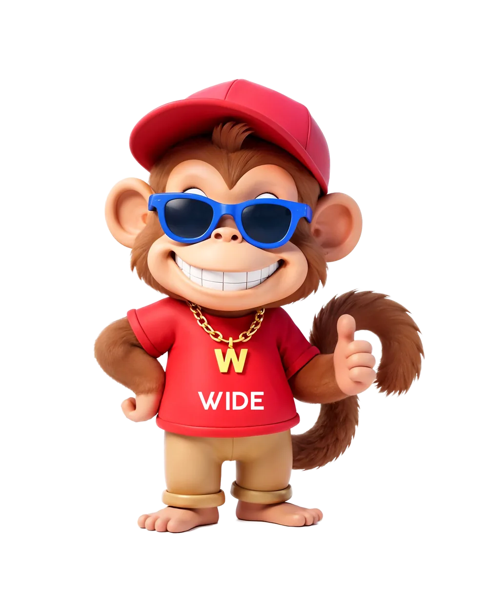 Mascota de Wide saludando con el pulgar arriba